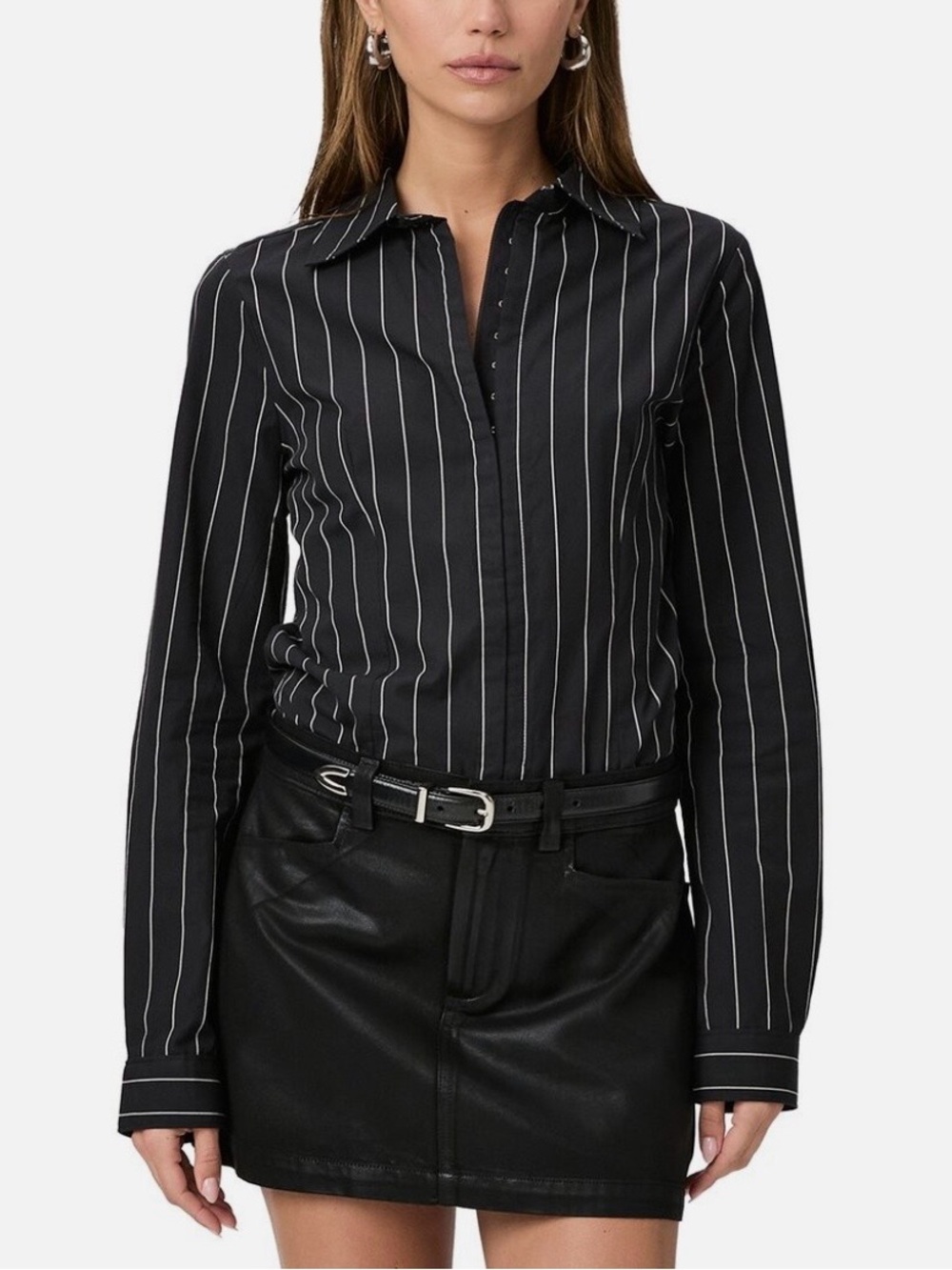 NWT PAIGE Rosaly Stripe Shirt Black Buttercream Size 8